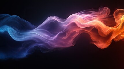 A vibrant abstract wave flows smoothly in iridescent colors, creating a mesmerizing visual effect against a black background The dynamic movement evokes a sense of energy and fluidity