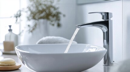 Clean and cozy bathroom showcasing a porcelain sink, a silver faucet, and a compact shower with minimalist glass walls.