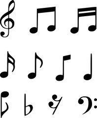 Fototapeta na wymiar Music notes set. Music simbol. Musicnotes icons.