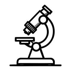 Simple Vector Icon of a Microscope – Logo Design Illustration