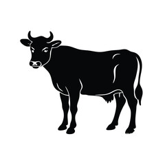 Fototapeta premium Silhouette of a Black Cow Standing Sideways