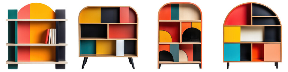 Fototapeta premium Vibrant and Geometric Modular Shelving Units Designed for Stylish and Organized Living Rooms Bedrooms and Office Spaces