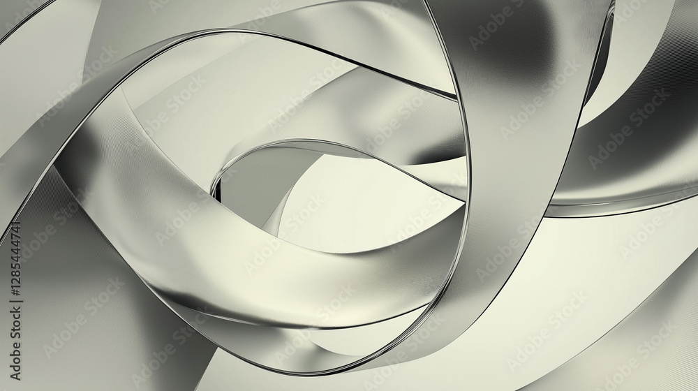 Aufkleber abstract metallic ribbons intertwine in dynamic, fluid composition