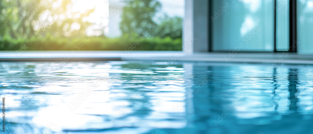 Aufkleber serene and peaceful reflective pool with gentle ripples and sunlight