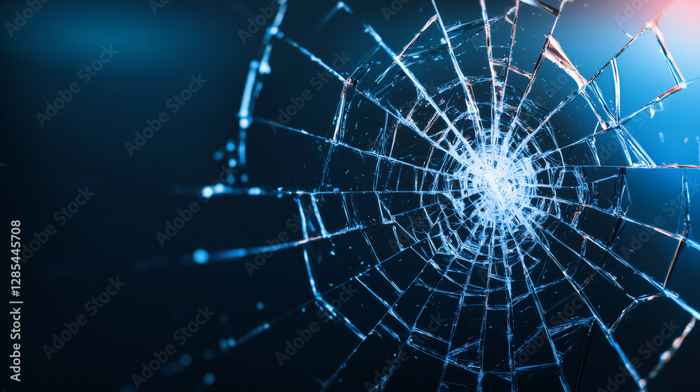 Poster minimalist abstract concept of shattered screen with dark background