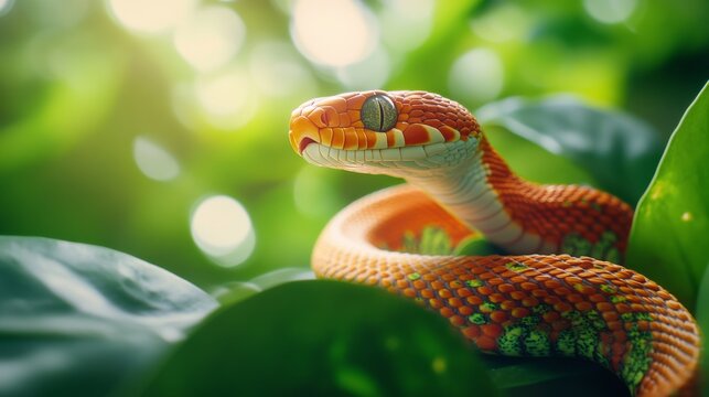 Snakes Crossing the Tropical Rainforest