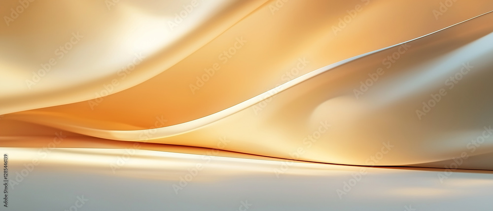 Aufkleber serene abstract background with flowing golden and cream waves