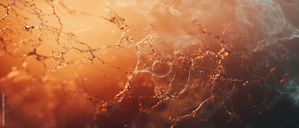 Aufkleber Abstract image of intricate web like patterns with warm orange and brown tones