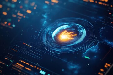 Weather forecast interface displaying detailed meteorological data and visuals on a sleek digital screen, The weather forecast interface on the digital screen shows the storm, Global warming concept