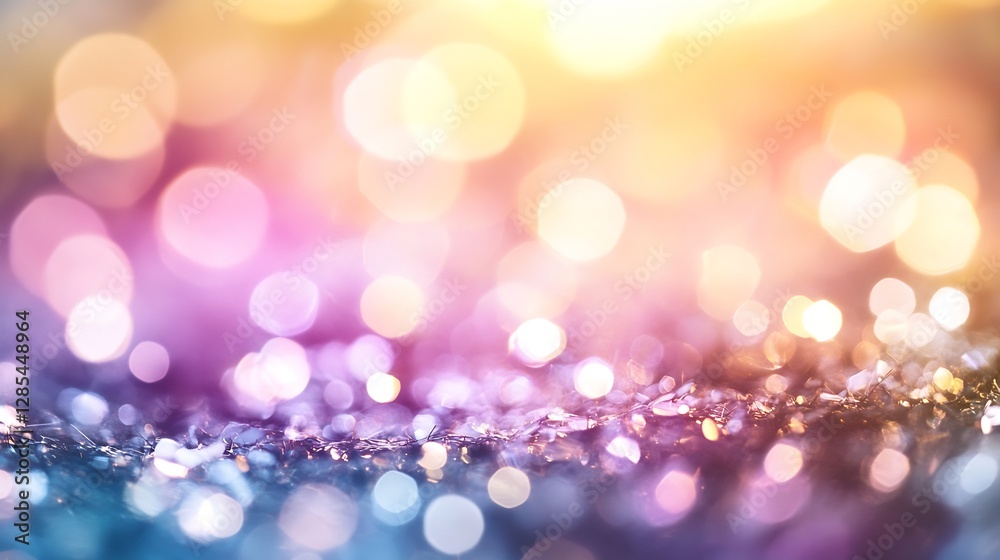 Fototapete Stunning Colorful Bokeh Background with Glowing Lights for Creative Designs and Art Projects : Generative AI