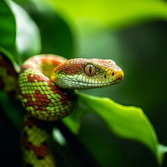 Fototapeta premium Snakes Crossing the Tropical Rainforest