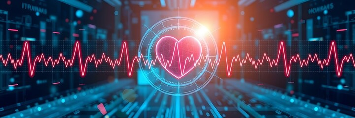 Fototapeta premium Heartbeat of Innovation: A digital illustration captures the essence of healthcare technology.