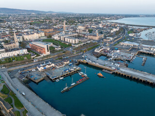 Aerial view of the coastal suburb of Dún Laoghaire, Dublin, Ireland