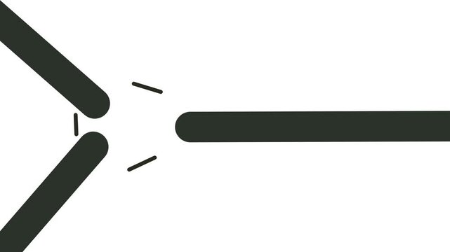 Thick straight lines stick out from three sides and stretch to one point. Between the objects are thin short segments.