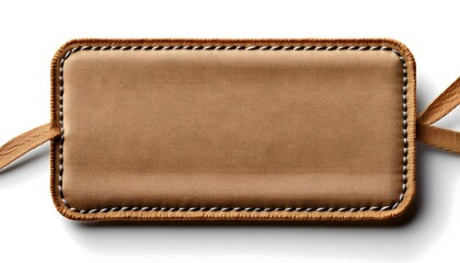 Blank Fabric Label with Stitched Border for Branding or Customization, Luxury Fabric Patch with Elegant Thread Detailing for Design Use.