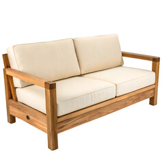 Wooden sofa isolated on transparent background