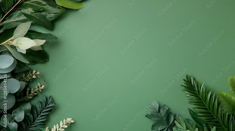 Poster lush greenery on a solid background evoking tranquility and freshness for nature lovers : generative