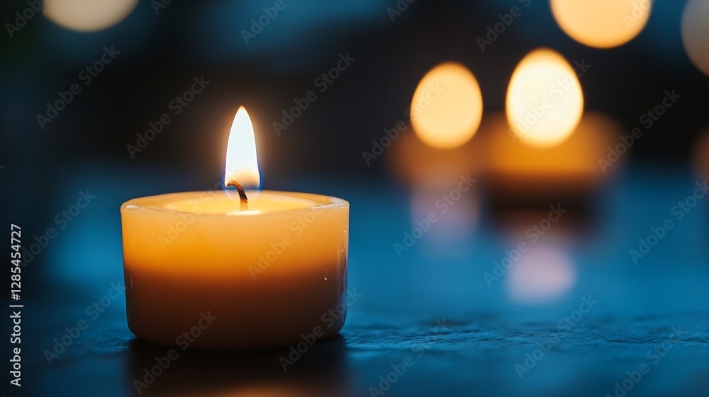 Poster Serene Candlelit Background with Soft Blurred Lights for Relaxation and Calm Atmosphere : Generative AI