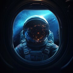 Astro view through a spacecraft window.