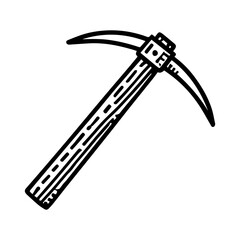 Simple Vector Icon of a Pickaxe – Logo Design Illustration