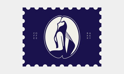 Mermaid illustration for coffee and bakery logo and stamps