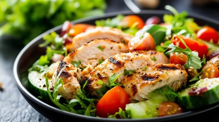 Delicious Grilled Chicken Salad with Fresh Vegetables : Generative AI