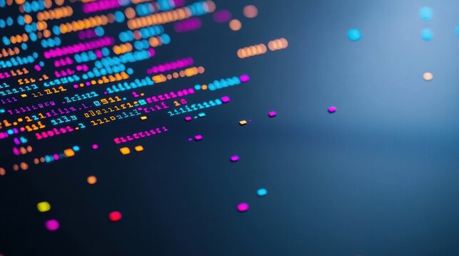 A close up shot of a computer screen filled with colorful lines of code, highlighting the syntax of a popular programming language like Python or JavaScript.