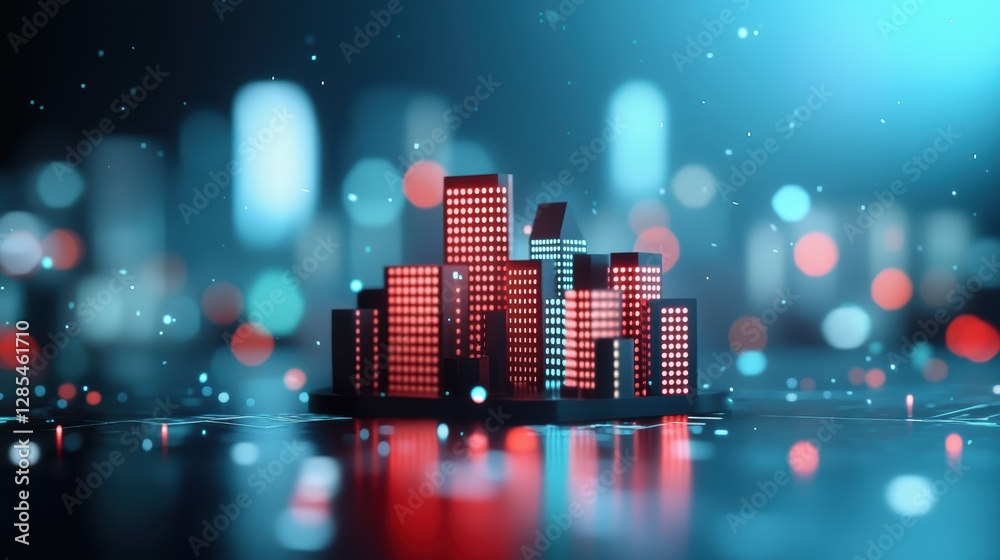 Poster a futuristic cityscape with holographic projections of ai algorithms and data streams, showcasing th