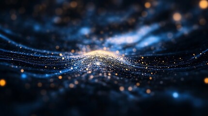 Abstract Digital Background with Shimmering Lights and Stars in Blue : Generative AI