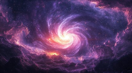 Outer Space Galaxy with Swirling Stars Auroras