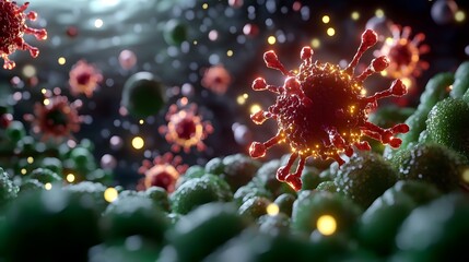 Microscopic Battle of Cancer and Immune Cells with Glowing Breakthrough Treatment