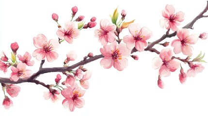A watercolor illustration of cherry blossom branches in bloom, symbolizing beauty and renewal.