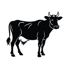 Fototapeta premium Silhouette of a Black Cow Standing Sideways