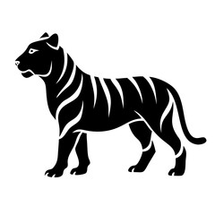 Obraz premium tiger, big cats, tiger face icon, fierce tiger head, roaring tiger symbol, aggressive tiger logo, wild tiger face, tiger mascot design, powerful tiger head, minimalist tiger icon, geometric tiger face