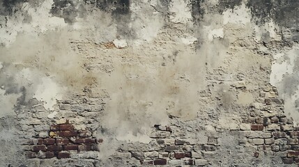 Grunge textured wall background. Old brick wall with peeling plaster.