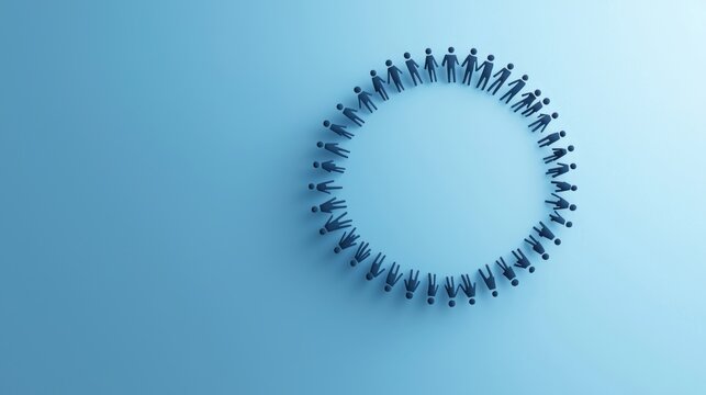 A circular arrow surrounding a group of businesspeople collaborating, symbolizing teamwork, continuous improvement, and a customer centric approach.