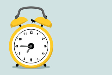 Alarm clock on a light gray background with copy space used as a concept for procrastination, self-discipline or laziness