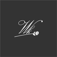 Initial WK art illustration flower design creative