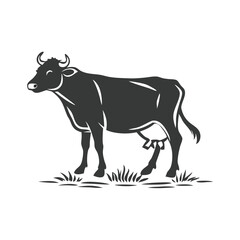 Fototapeta premium Silhouette of a Black Cow Standing Sideways
