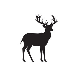 Obraz premium Majestic Deer Silhouette on White Background
