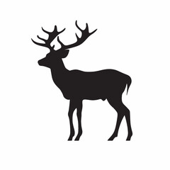 Majestic Deer Silhouette on White Background