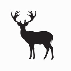 Obraz premium Majestic Deer Silhouette on White Background