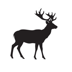 Fototapeta premium Majestic Deer Silhouette on White Background