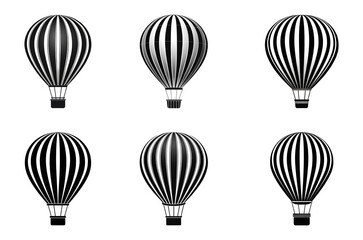 Naklejka premium A simple, black and white, vector-style illustration of a hot air balloon on a transparent background