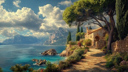 Elegant Mediterranean Spring Landscape 