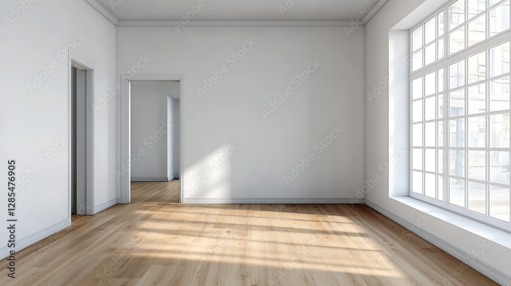 Aufkleber bright and airy empty room with large windows showcasing minimalistic interior design and natural li