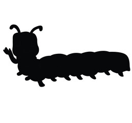 Cute cartoon hand drawn vector caterpillar icon silhouette.