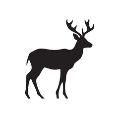 Majestic Deer Silhouette on White Background