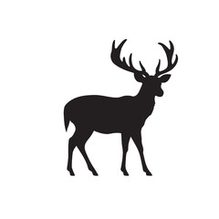 Obraz premium Majestic Deer Silhouette on White Background