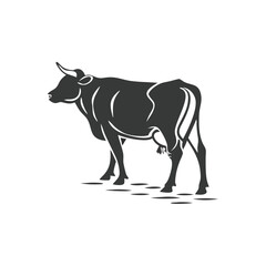 Fototapeta premium Silhouette of a Black Cow Standing Sideways